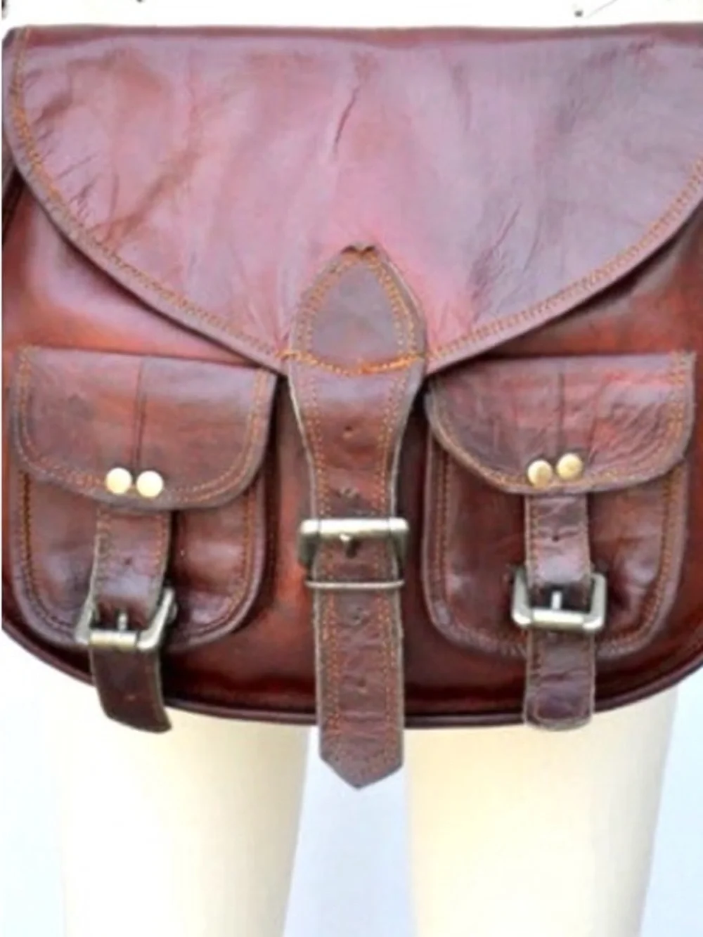 Vintage 70's Leather Shoulder Crossbody Travel Bag